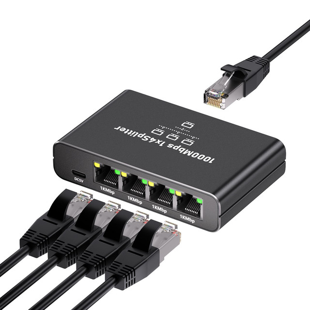 Cantell Factory Price Ethernet Splitter 1 to 2/3/4 High Speed 1000Mbps Rj45 Ethernet Splitter Adapter