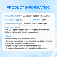 Serum Wajah GHK-Cu Peptide Niacinamide Vitamin E Anti-Kerut Pengencang Kulit Tembaga Biru Asam Hialuronat SNAP-8 Kimia Vegan 30ml