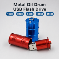 Flash Drive USB 2.0 Bentuk Drum Minyak Logam dengan Logo Kustom, Enkripsi, Garansi 3 Tahun, Kapasitas Penyimpanan 8GB-128GB