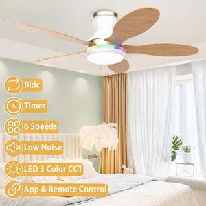 Ventilador de Techo Moderno Industrial con Luz LED, 5 Aspas, Motor DC de 6 Velocidades, Control Remoto Inteligente, Regulable y con Alto CRI 95 - Product Image 1