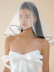 Velo Corto Nero con Bordo per Sposa, Matrimonio, Registrazione, Fotografia, Accessori per Capelli, Oggetti di Scena per Fotografia di Viaggio - Product Image 5