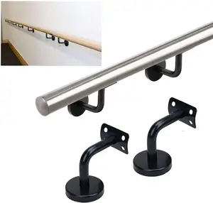 TAKA Customized Black Stainless Steel Handrail Bracket Staircase Handrail Brackets Stair Glass Railing Handrail Brackets