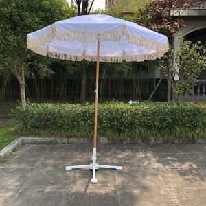 Parasols <strong>Beach</strong> Umbrellas Tassels Boho Wooden Luxury Contemporary Waterproof Hotel Outdoor Furniture Park Fringed Sun Outdoor - Product Image 2