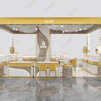 Stand d'exposition personnalisé Sundo pour salon professionnel, design unique de kiosque à bijoux en or, design de vitrine à bijoux