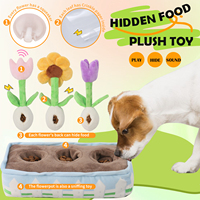 3 jouets pour chiens en peluche en forme de pot de fleurs, écologiques, interactifs, qui font couiner, avec compartiment caché pour friandises, tournesol et tulipe, pour petits chiens