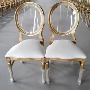 <span class=keywords><strong>Chaise</strong></span> de salle à manger empilable élégante et moderne <span class=keywords><strong>avec</strong></span> dossier ovale transparent et assise <span class=keywords><strong>en</strong></span> PU blanc, structure dorée, mobilier robuste pour la maison, idéale pour les mariages et banquets - Product Image 4