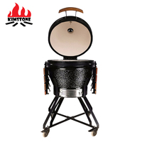 Barbecue Kamado en céramique de couleur noire de l'usine KIMSTONE, série Kimber, Kamado 24 pouces, barbecue en briques pour jardin