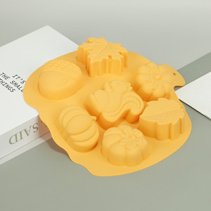 Silicone Cake Mold 7 Holes Pumpkin Leaf Squirrel Baking Mold Lemon Yellow Cake Tools - Product Image 1
