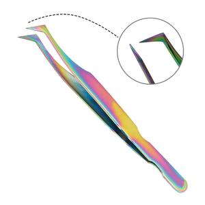 Pince à épiler professionnelle à 90 degrés pour extension de cils fournitures d'extension de cils pince à épiler à pointe de fibre - Product Image 2