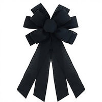 Couronne de Noël en toile de jute noire avec nœuds en ruban, 20x11 pouces, style ferme, décorations de fêtes et d'anniversaires pour la porte d'entrée de la maison