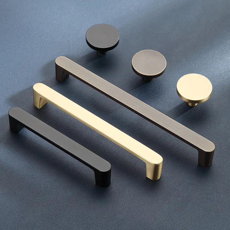 Furniture zinc alloy gold glack bronze brass cabinets handles and knobs for kitchen cabinet
