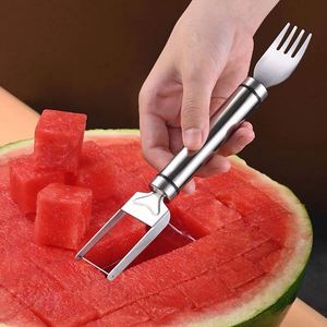 New Arrival Dual Head Stainless Steel 2-in-1 Fruit Cutter & Watermelon Fork Slicer Knife Home <b>Kitchen</b> <b>Gadget</b> - Product Image 2