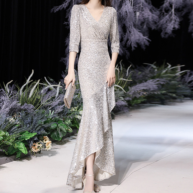 Casual Silver Dresses - 2025 New Style Floor-Length