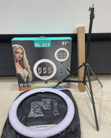 RL-21T Photographie, anneau lumineux LED dimmable de 21 pouces avec support et support de téléphone pour diffusion en direct, maquillage, vidéo YouTube, selfie, TikTok
