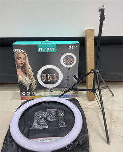 RL-21T Photographie, anneau lumineux LED dimmable de 21 pouces avec support et support de téléphone pour diffusion en direct, maquillage, vidéo <span class=keywords><strong>YouTube</strong></span>, selfie, TikTok - Product Image 1