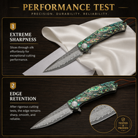 Couteau pliant tactique de survie en acier Damas avec manche en coquille, idéal pour le camping et les activités de plein air, vente en gros OEM