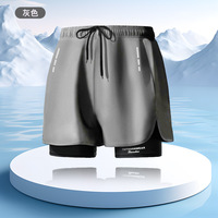 Maillot de bain à séchage rapide pour hommes Short de plage à logo personnalisé Doublure de compression Léopard sans couture Imperméable Gym Walkout