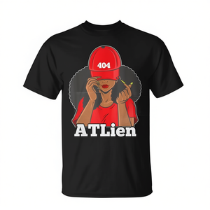 404 Atlien Atlanta ATL Area Code T-shirt promotionnel noir pour femme afro - Product Image 2