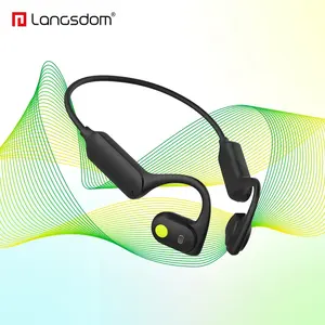 Langsdom Headphone ENC Bluetooth 5.4, alat bantu dengar konduksi tulang IPX5 dengan kartu TF 32G dan Headset nirkabel