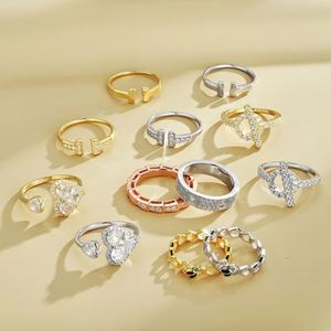 Dylam Fashion Design Trendy <b>Silver</b> Jewellery Rhodium 18K Gold Plated Open <b>Adjustable</b> Double Heart Shape <b>Silver</b> <b>Rings</b> - Product Image 2