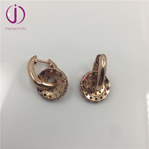 Vendita calda <span class=keywords><strong>orecchini</strong></span> 925 in <span class=keywords><strong>argento</strong></span> Sterling per giovani ragazze carini fatti a mano in pietra rosa con bellissimi anniversari di moda - Product Image 4