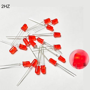 Diodo <span class=keywords><strong>LED</strong></span> parpadeante rojo de 3V, luz de Flash difusa de cabeza redonda de 5mm, lámpara indicadora DIP de 2Hz, 620-630nm - Product Image 1