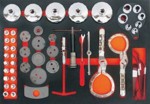 잠금 가능한 7단 서랍 빨간색 자동차 수리 도구 캐비닛, 차고 보관용 수공구 세트 6개 포함 - Product Image 6