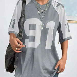 Camiseta de Fútbol Unisex Personalizada con Cuello en V, Holgada, Transpirable, Estampada, de Manga Corta, de Malla, Cómoda y Elegante para Hombres, Mujeres y Jugadores - Product Image 3