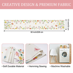 Runner da Tavola Floreale Primaverile ed Estivo 13x72 Pollici 13x90 Pollici con Fiori <span class=keywords><strong>Rosa</strong></span>, Piante, Foglie e Farfalle per Decorazione Tavola da <span class=keywords><strong>Cucina</strong></span> e Sala da Pranzo - Product Image 6
