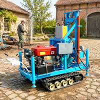 Foreuse hydraulique diesel tout-terrain CE Crawler pour puits d'eau, 180 m, mini-machine de forage pour l'approvisionnement en eau potable des villages