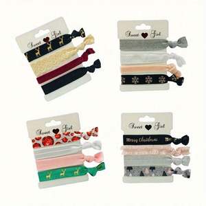 Bracelet de poignet personnalisé avec logo, série Noël, flocon de neige, renne, inscription Joyeux Noël, corde à cheveux nouée, promotionnel - Product Image 1