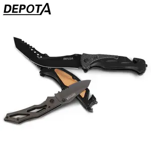 stainless steel outdoor combat hunting camping survival safety folding knife aluminum wooden handle knives