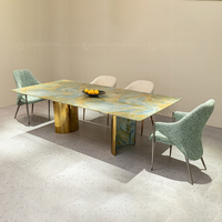 Table à manger en marbre en acier inoxydable Ensemble de table à manger italienne de luxe 6/8/10/12 chaises Grand ensemble de table à manger