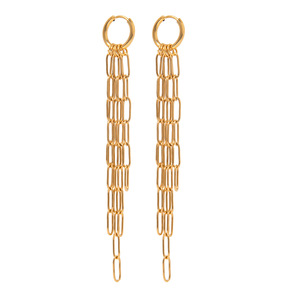 Boucles d'oreilles pendantes en acier inoxydable plaqué or 18 carats, forme géométrique, à porter au quotidien, pour femmes - Product Image 1