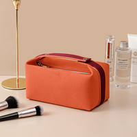 Sac cosmétique carré rose multifonctionnel pour femme avec fermeture éclair dorée et logo personnalisé – Idéal pour le voyage et l'organisation de maquillage (vente en gros)