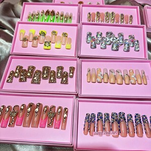 Bán Buôn 10Pcs Hand Painted Gel Báo Chí Móng Tay Đẹp Sang Trọng Handmade Acrylic Móng Tay Báo Chí Trên Chất Lượng Cao - Product Image 3