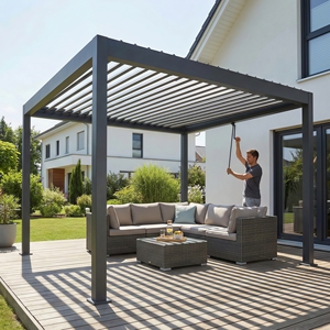 Pergola en aluminium de taille standard 3x3 <span class=keywords><strong>4x3</strong></span> avec manivelle manuelle, abri de jardin imperméable abordable pour petit patio et cour - Product Image 1