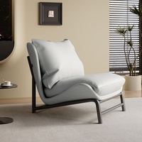 Fauteuil en cuir véritable unique, style nordique minimaliste, salon, balcon, fauteuil inclinable, négociation, détente, designer italien Tiger