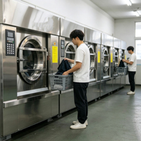 Laveuse-essoreuse commerciale tout-en-un en acier inoxydable à faible bruit et fonctionnement continu pour le nettoyage des vêtements