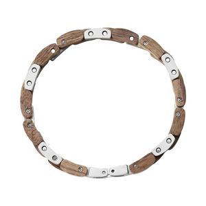 Brazalete de Lujo para Hombre, de Acero Inoxidable y Madera de Nogal - Product Image 4