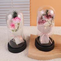 Bouquet de roses adorables sous cloche, savon parfumé en forme de fleur, fleur en verre, cadeau en feuille d'or, longue durée (3-5 ans), Fête des Mères, Saint-Valentin