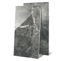 Carrelage en porcelaine brillant effet marbre gris Luna 600x1200mm, facile à nettoyer, imperméable, antidérapant pour sol, mur, salle de bain, salon, hôtel