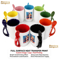 Mug en céramique isotherme 11 oz sans BPA, double couleur, pour sublimation et impression intégrale, vierge pour personnalisation, compatible lave-vaisselle et micro-ondes