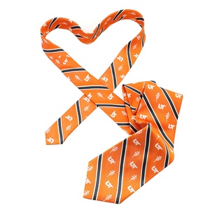 Cravatta personalizzata associazione all'ingrosso arancione a strisce di carbone Logo bianco scuola medica tessuto di seta cravatta al collo su misura - Product Image 1