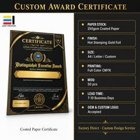 Certificat de diplôme en papier de sécurité avec logo en feuille d'or gaufré, impression offset personnalisée anti-contrefaçon, conception gratuite