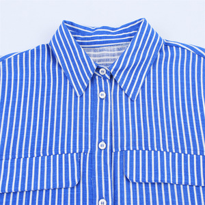 <span class=keywords><strong>In</strong></span> Stock camicetta Casual <span class=keywords><strong>a</strong></span> maniche lunghe <span class=keywords><strong>a</strong></span> <span class=keywords><strong>righe</strong></span> blu monopetto monopetto Casual da donna - Product Image 3