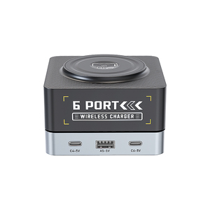 Chargeur rapide GaN 80W, station de charge sans fil 3-en-1, 6 ports USB PD 65W, station d'accueil intelligente pour ordinateur portable, téléphone, écouteurs, microphone - Product Image 2