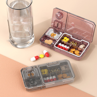 Utilisation quotidienne Portable 5 compartiments boîte de rangement de pilules coupe-pilule médecine organisateur poudre meulage conteneur médecine pilule étui
