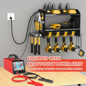 Almacenamiento de herramientas eléctricas multiusos de servicio pesado mejorado 7 soportes de taladro estación de carga de montaje en pared para organización de garaje - Product Image 3
