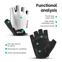 Gants de moto en silicone durables à demi-doigts pour unisexe, cyclisme d'été, sports de plein air avec grip antidérapant VILICO Noir